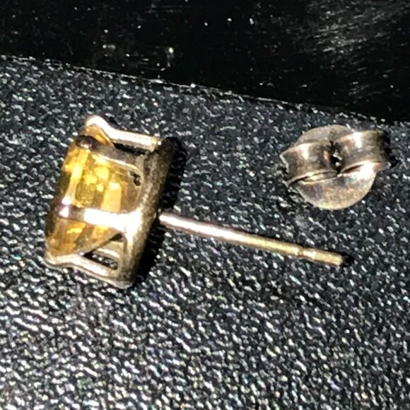 Sterling Silver Citrine Post Earrings - Picture 4 of 4